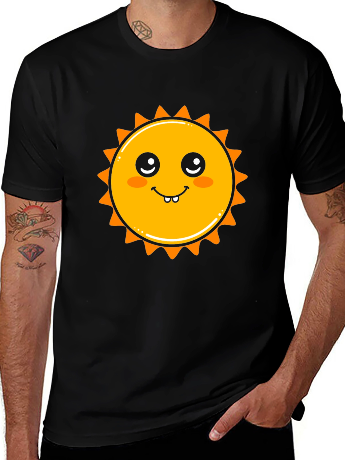 Cute Sun Graphic Black T-Shirt