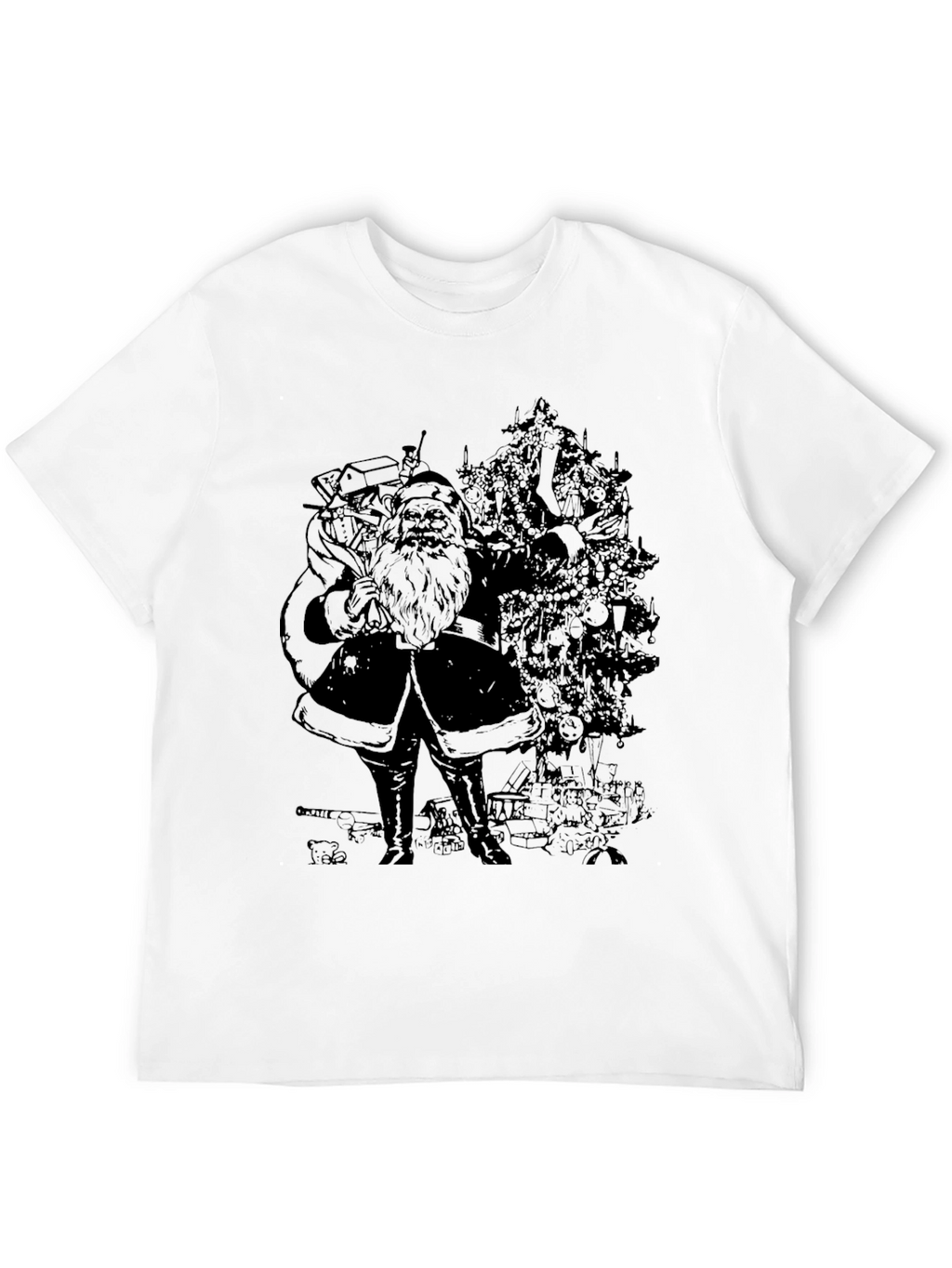 Santas Christmas Tree T-Shirt - Black