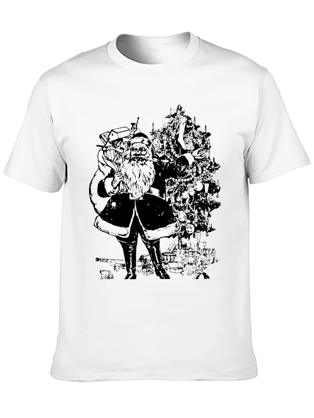 Santas Christmas Tree T-Shirt - Black