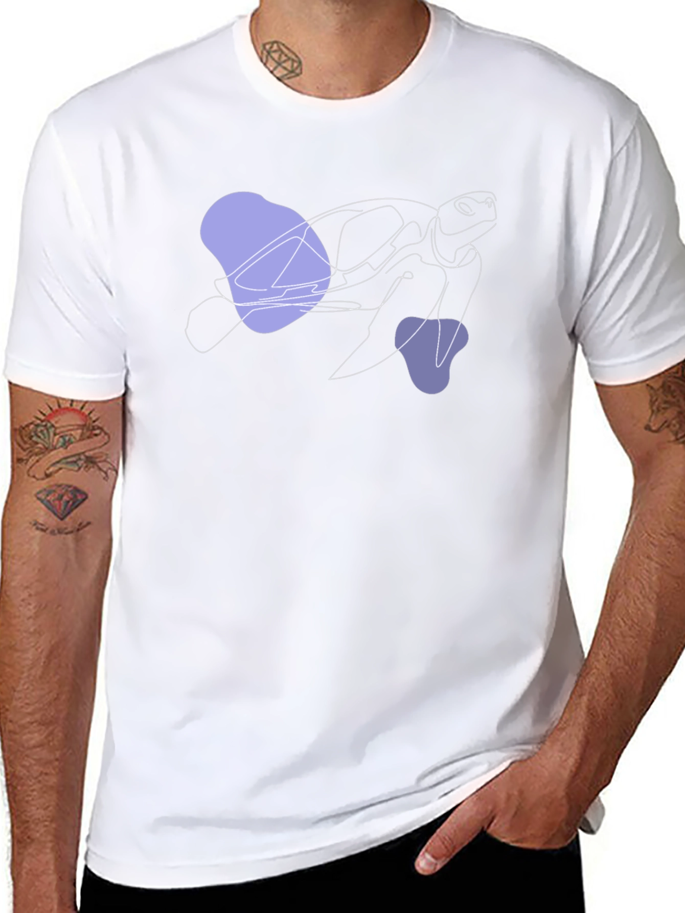 Abstract Turtle Graphic Black T-Shirt
