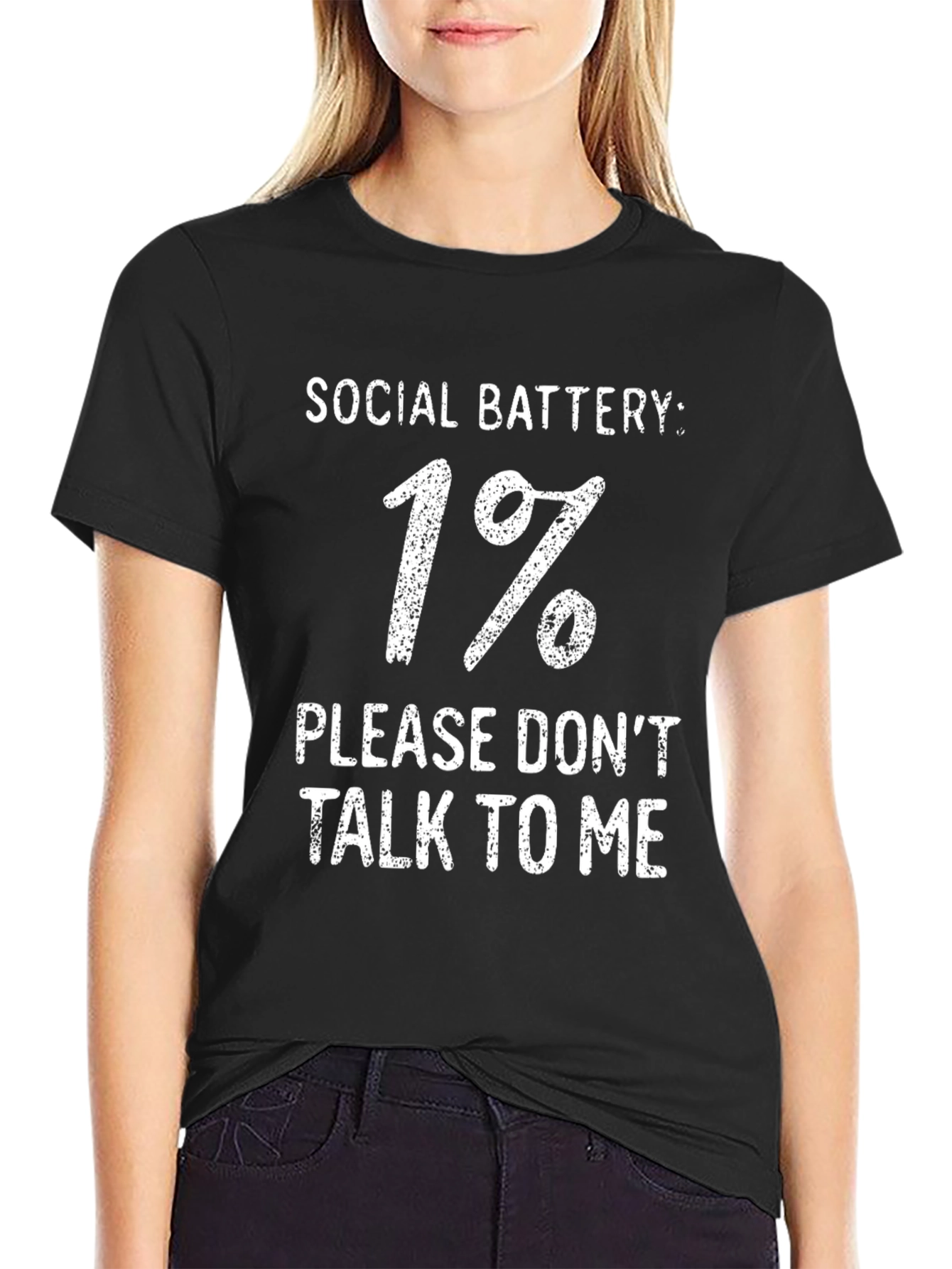 Social Battery 1% T-Shirt - Introvert Humor Tee