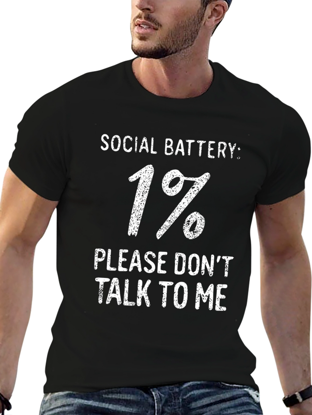 Social Battery 1% T-Shirt - Introvert Humor Tee