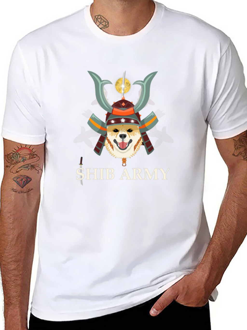 Shib Army Samurai Doge Black T-Shirt