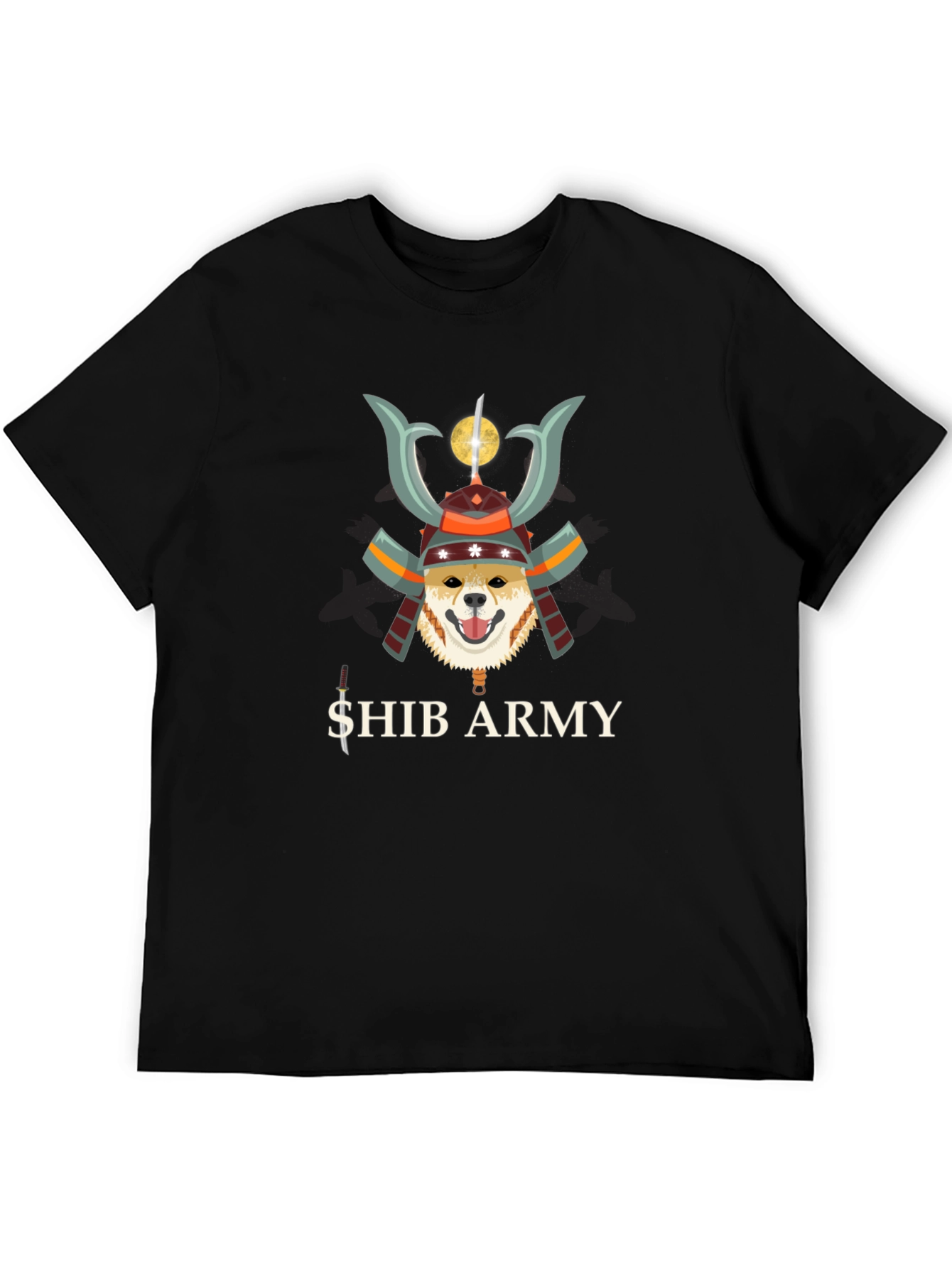 Shib Army Samurai Doge Black T-Shirt