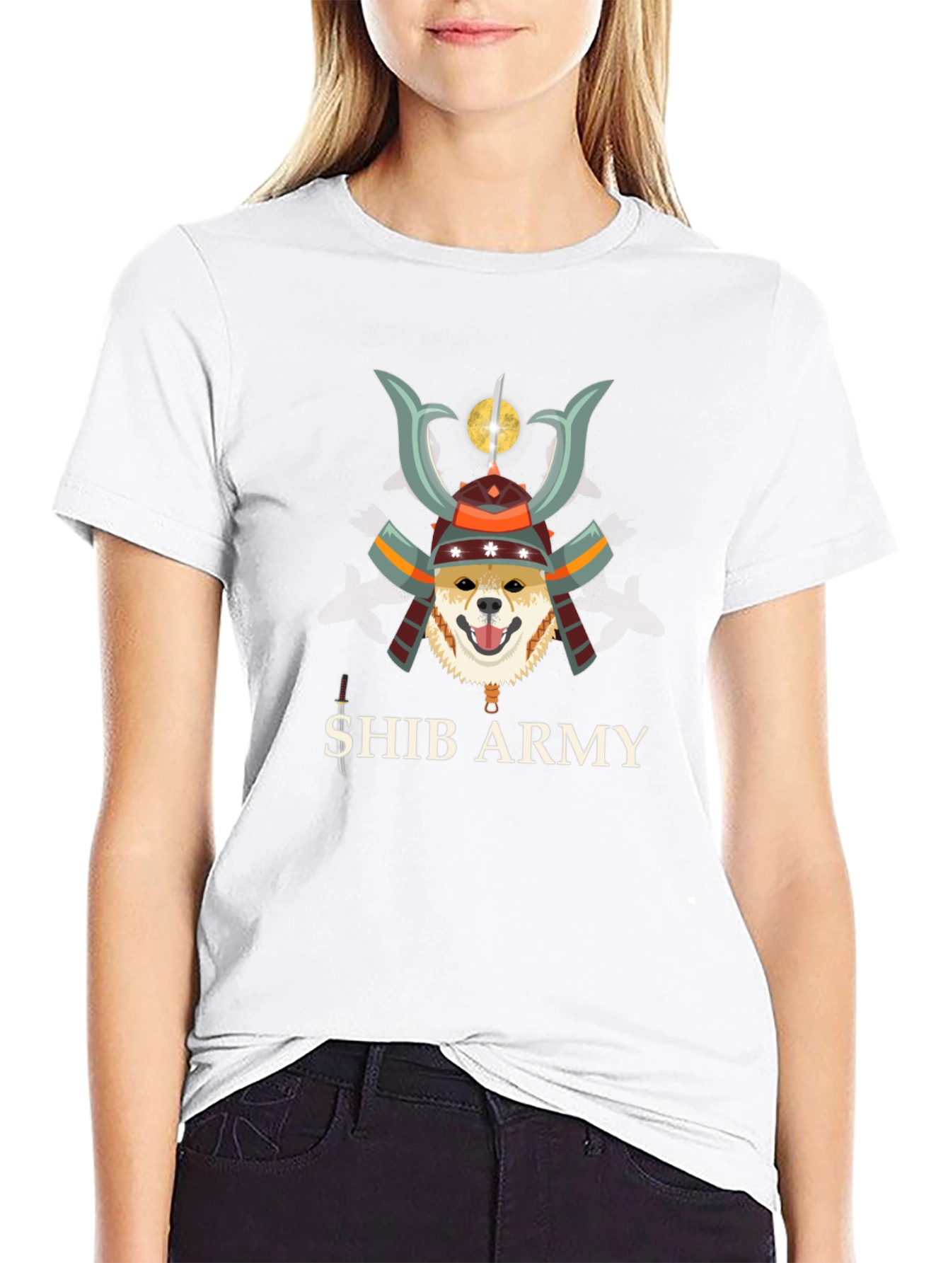 Shib Army Samurai Doge Black T-Shirt