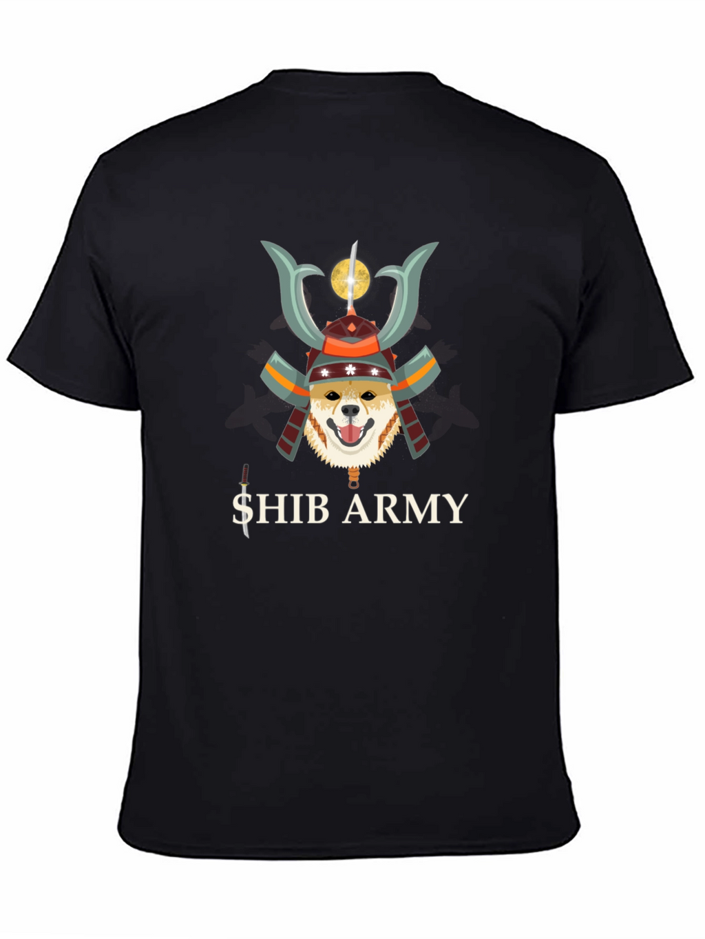 Shib Army Samurai Doge Black T-Shirt
