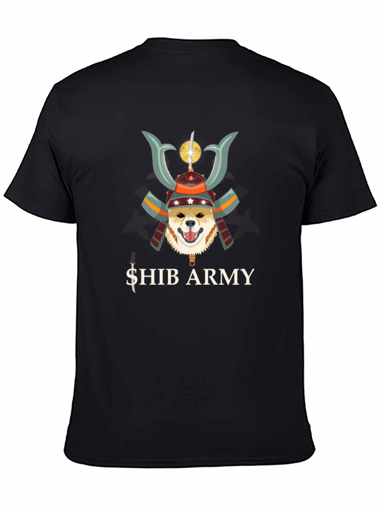 Shib Army Samurai Doge Black T-Shirt