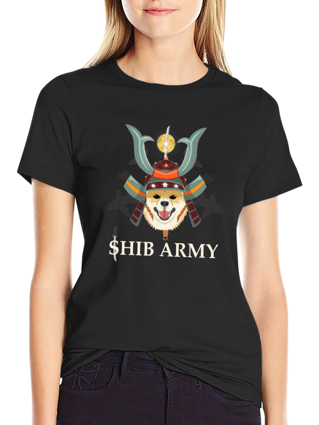 Shib Army Samurai Doge Black T-Shirt