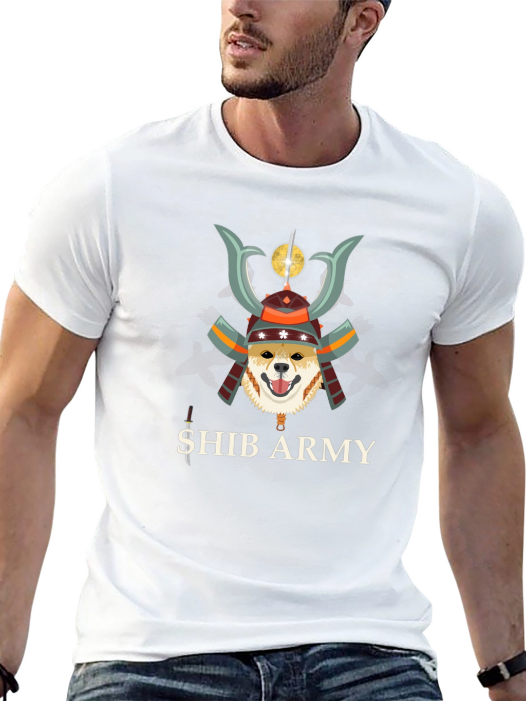 Shib Army Samurai Doge Black T-Shirt