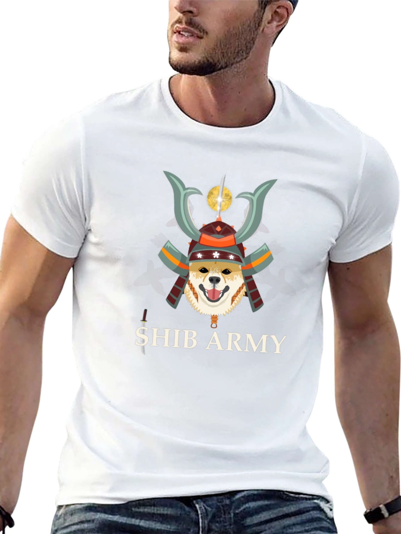 Shib Army Samurai Doge Black T-Shirt