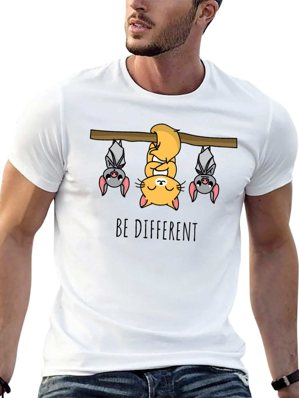 Be Different T-Shirt - Cat & Bats Graphic Tee