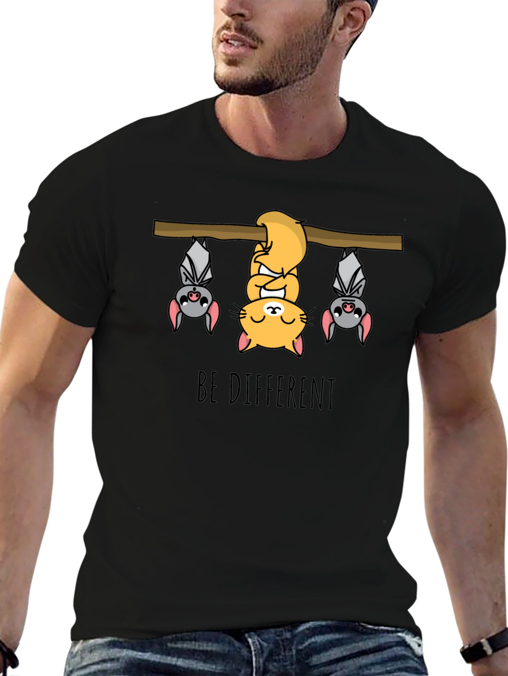 Be Different T-Shirt - Cat & Bats Graphic Tee