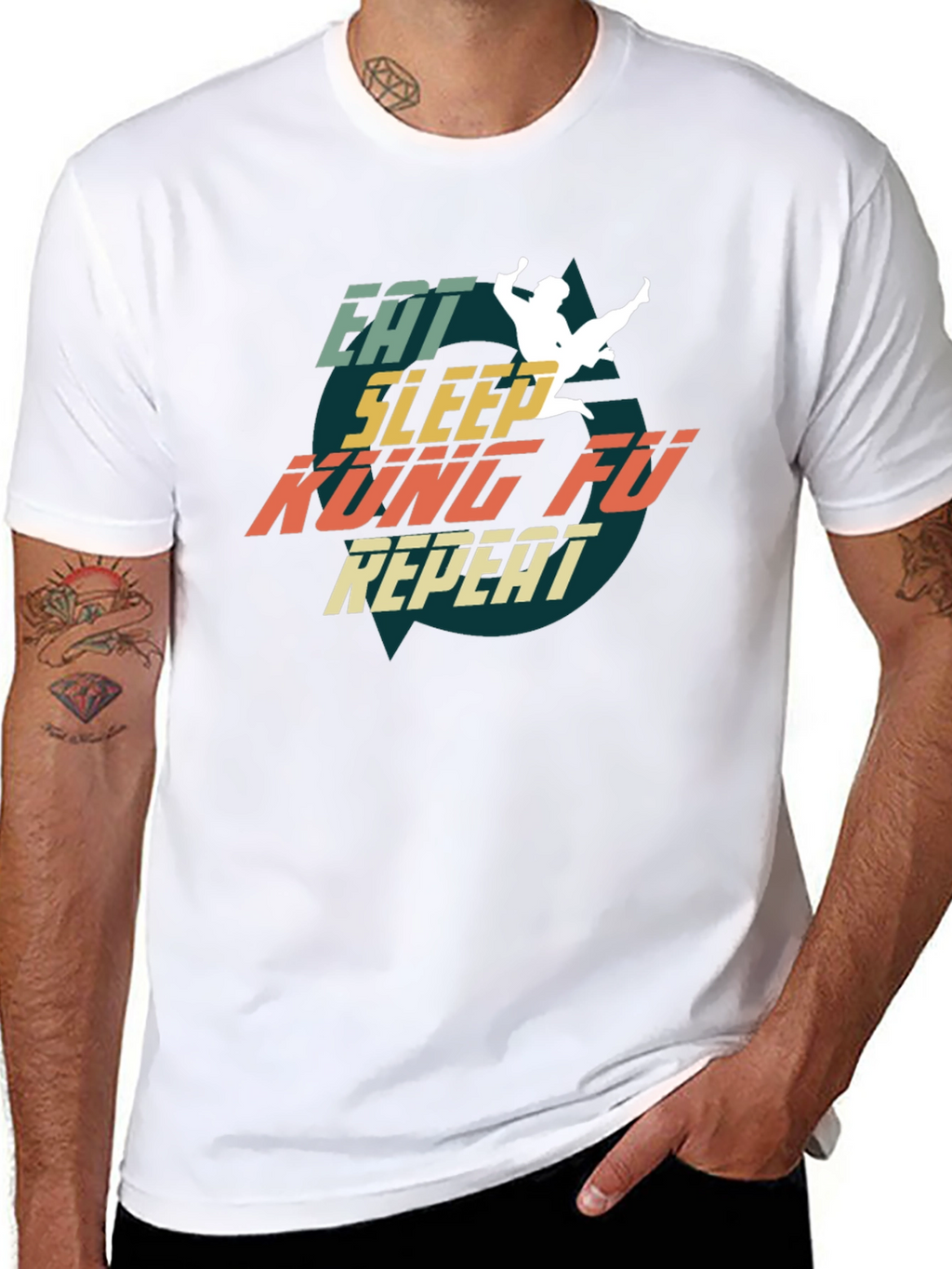 Eat Sleep Kung Fu Repeat T-Shirt Martial Arts Tee