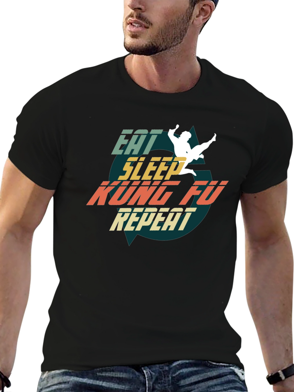 Eat Sleep Kung Fu Repeat T-Shirt Martial Arts Tee