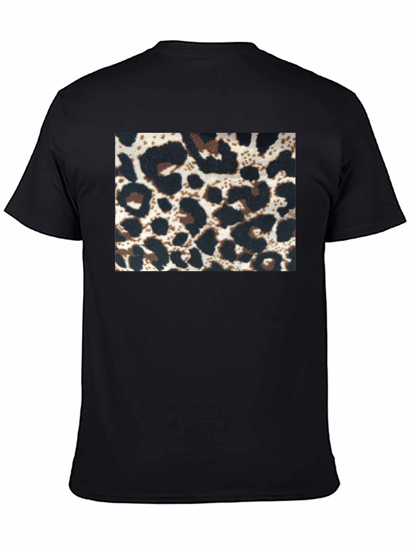 Leopard Print Tee - Black Short Sleeve Crew Neck