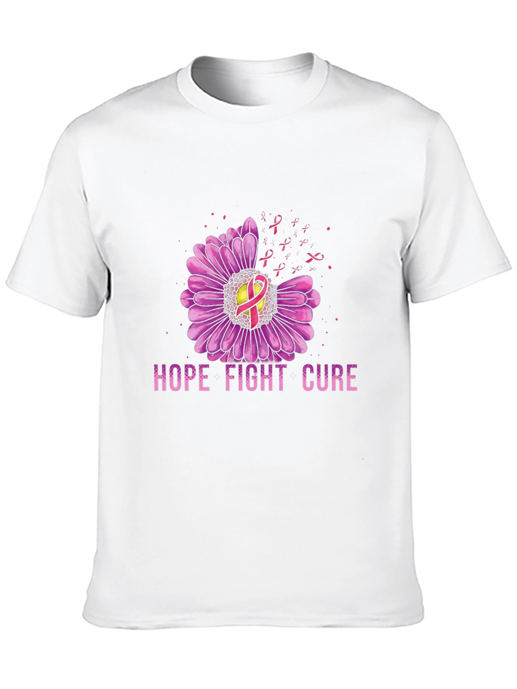 Hope Fight Cure Breast Cancer Awareness Graphic T-Shirt