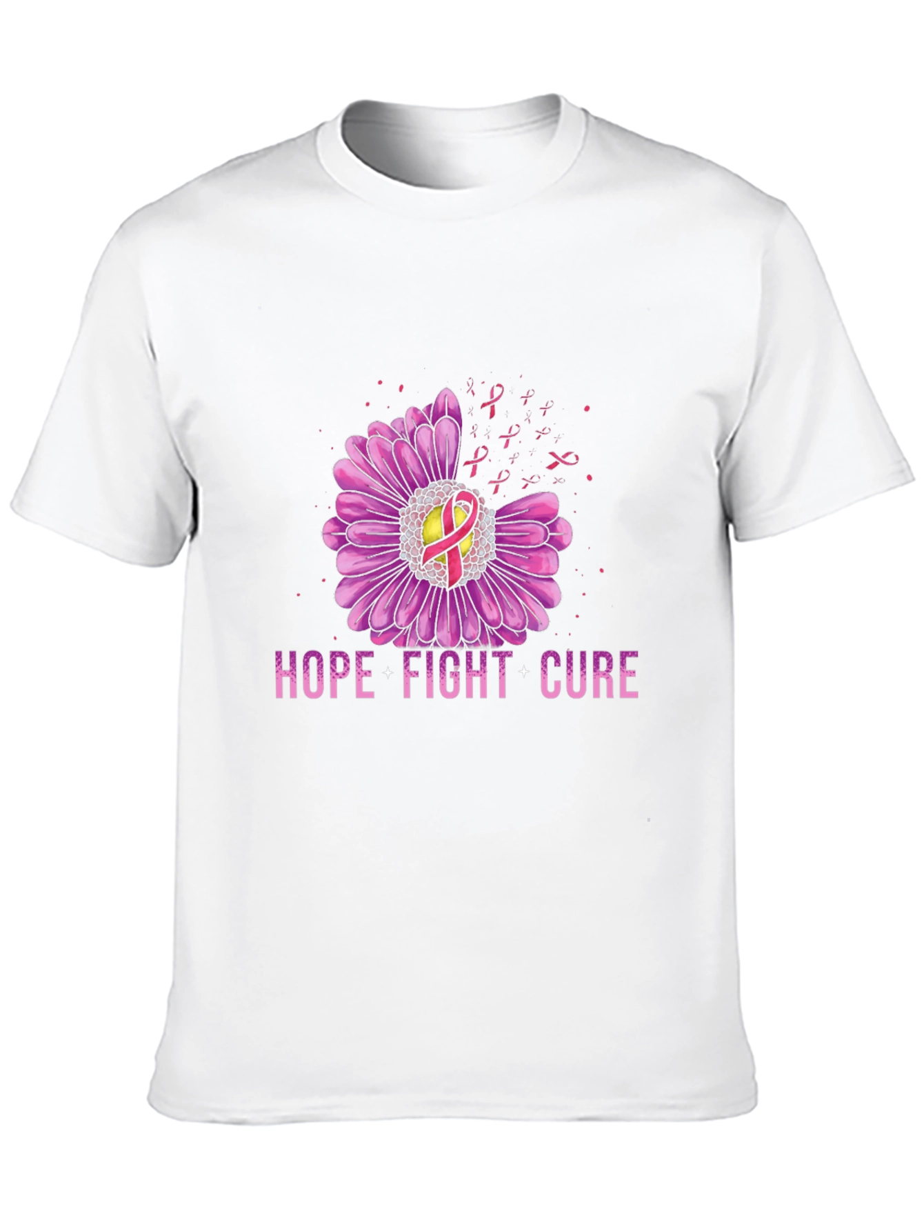 Hope Fight Cure Breast Cancer Awareness Graphic T-Shirt