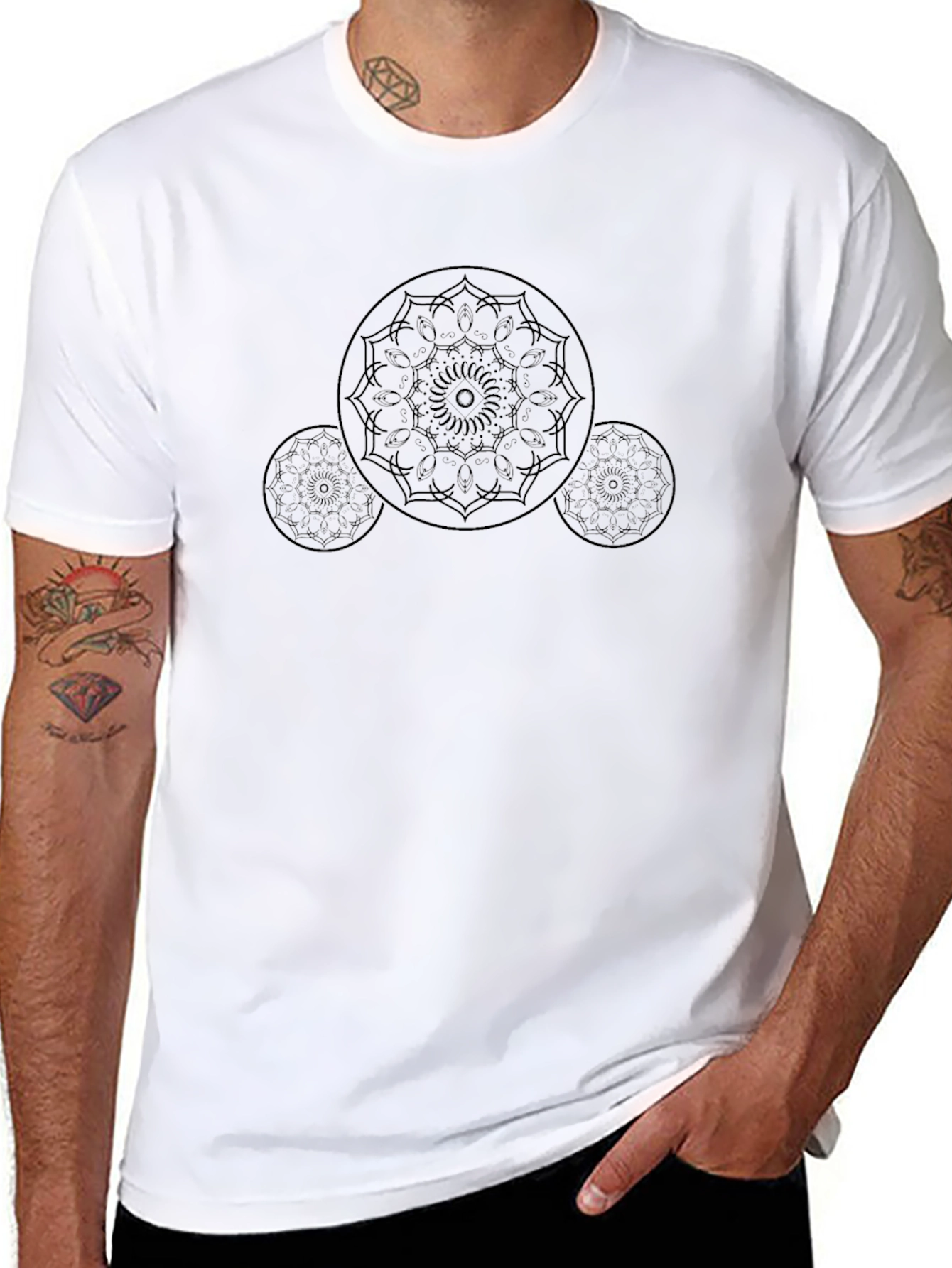 Black Mandala T-Shirt - Geometric Design