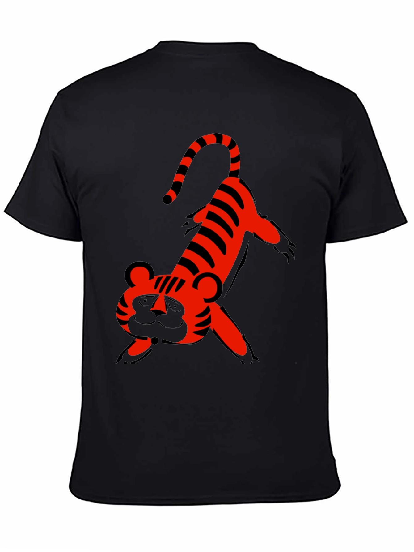 Cartoon Tiger Graphic Tee - Fun Black T-Shirt