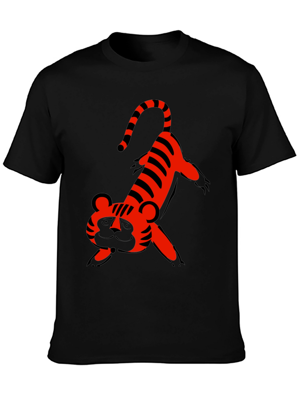 Cartoon Tiger Graphic Tee - Fun Black T-Shirt