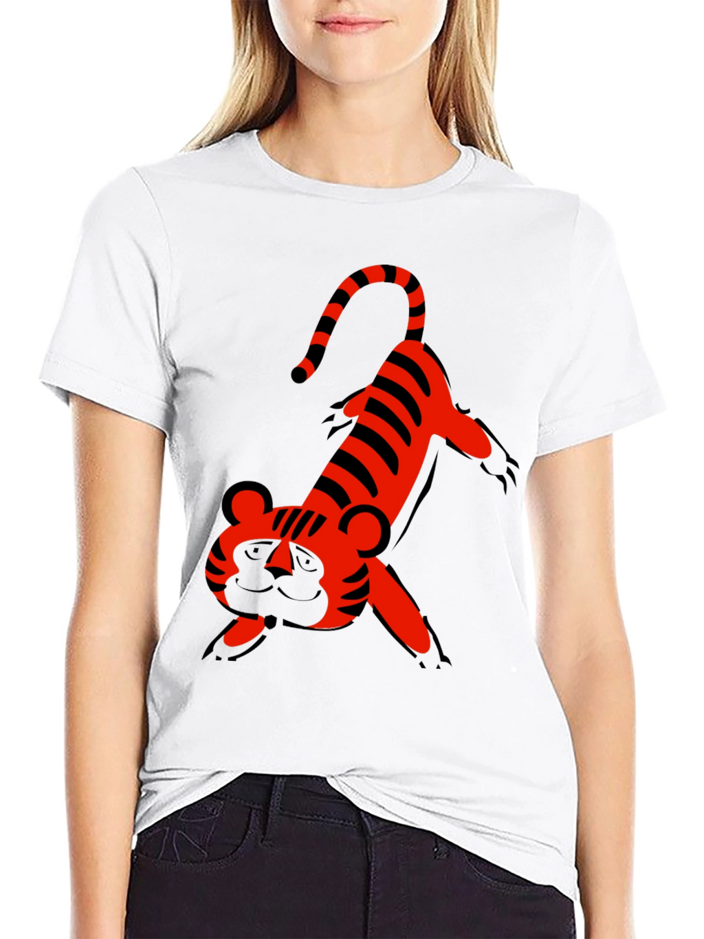 Cartoon Tiger Graphic Tee - Fun Black T-Shirt