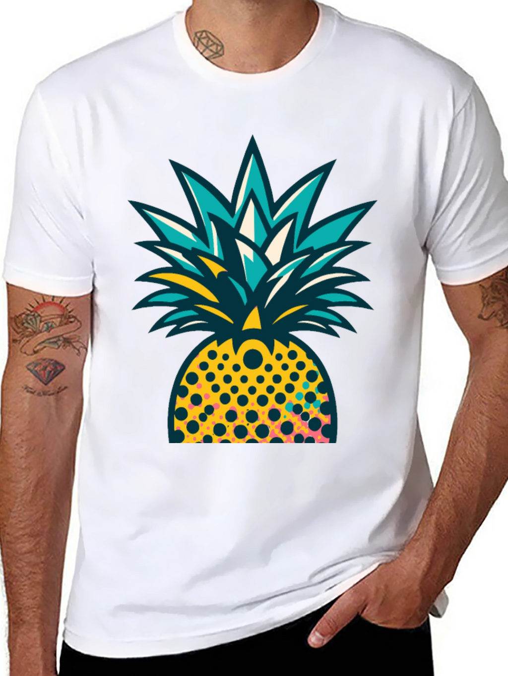Pineapple Graphic Black T-Shirt - Tropical Design