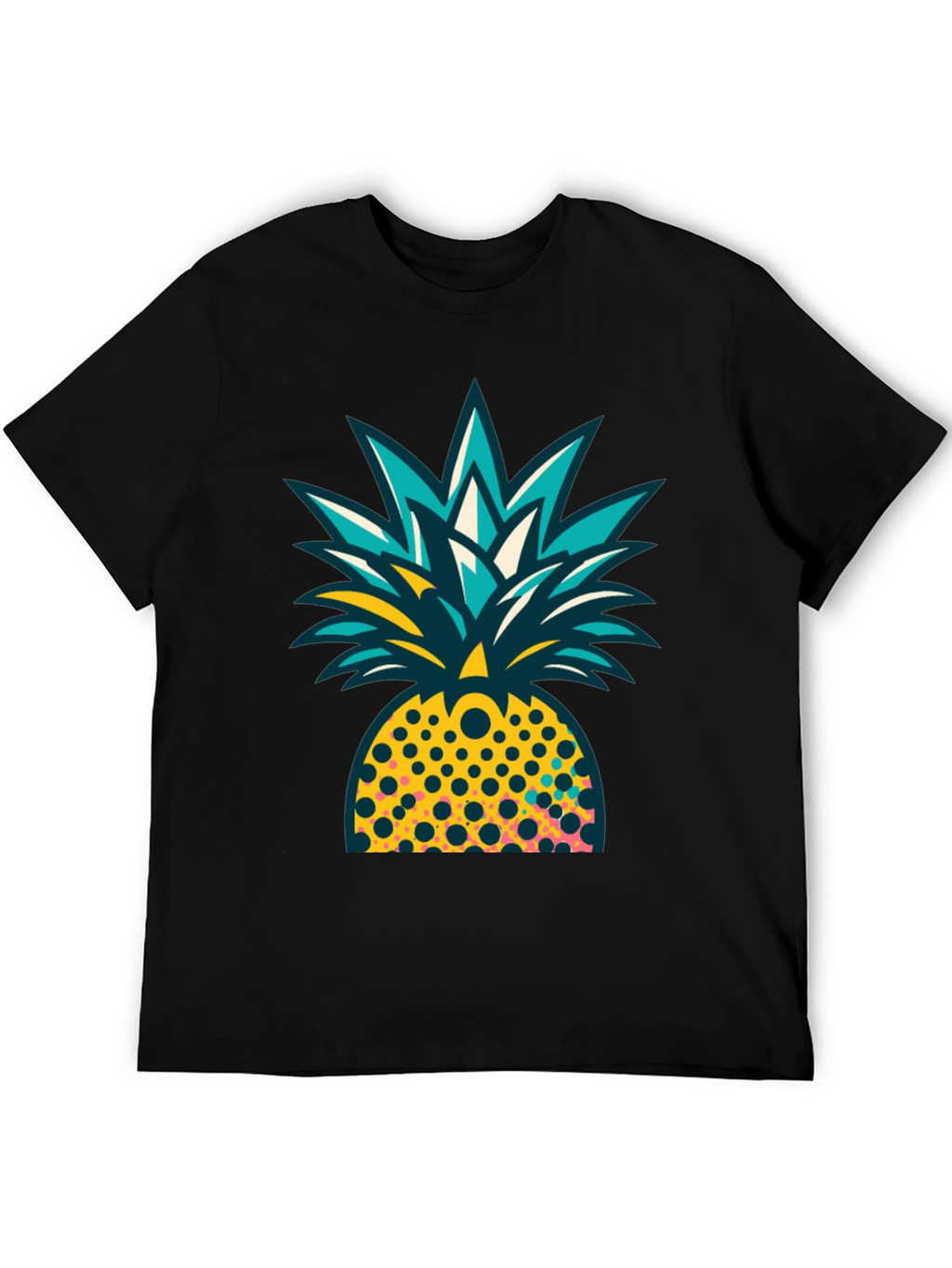 Pineapple Graphic Black T-Shirt - Tropical Design