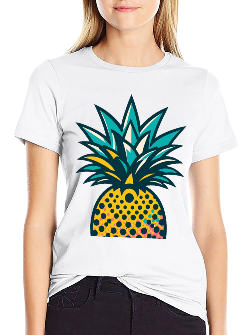Pineapple Graphic Black T-Shirt - Tropical Design