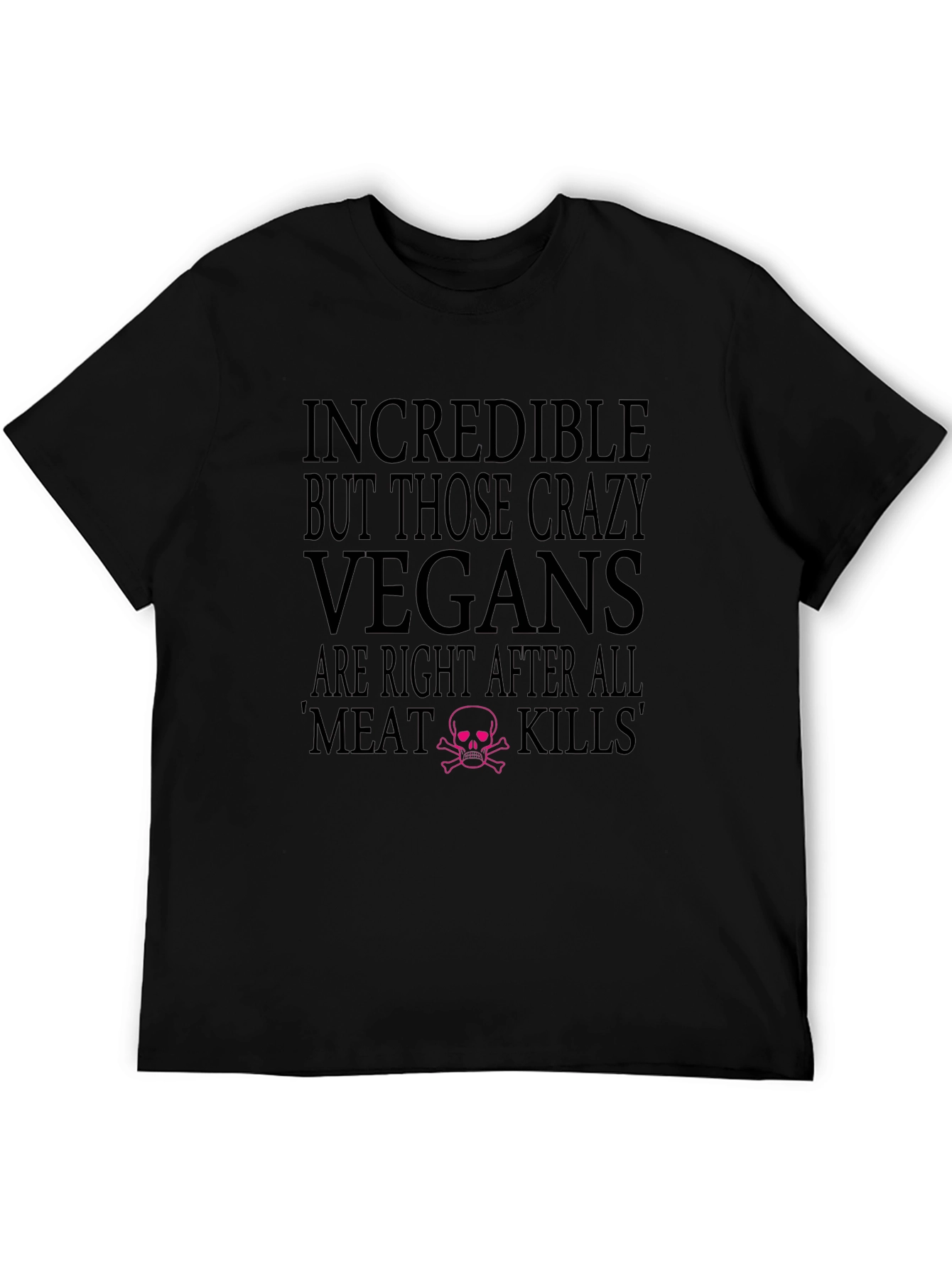 Vegan T-Shirt - Meat Kills -  Crew Neck Cotton Tee
