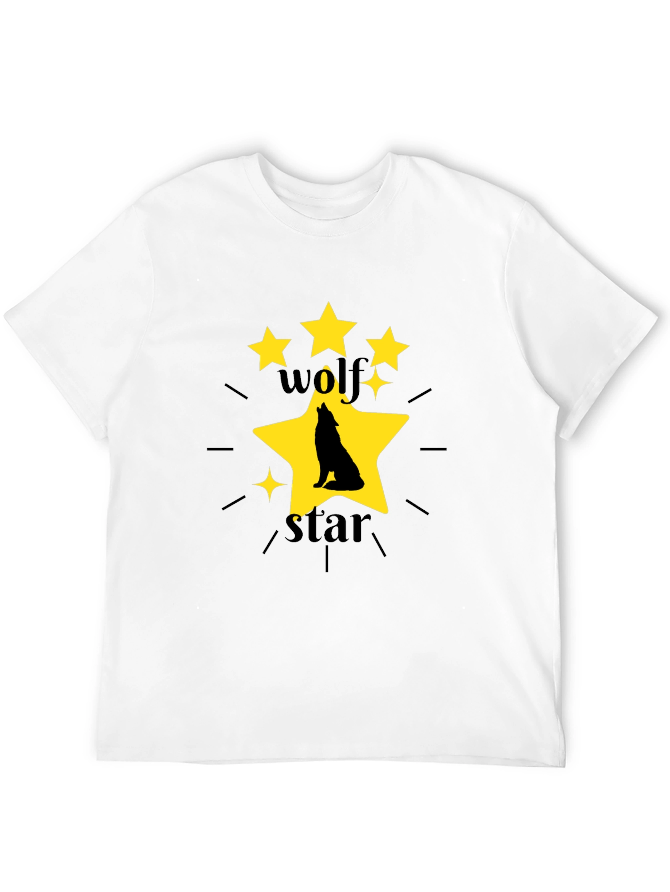 Wolf Star Graphic Print Black T-Shirt