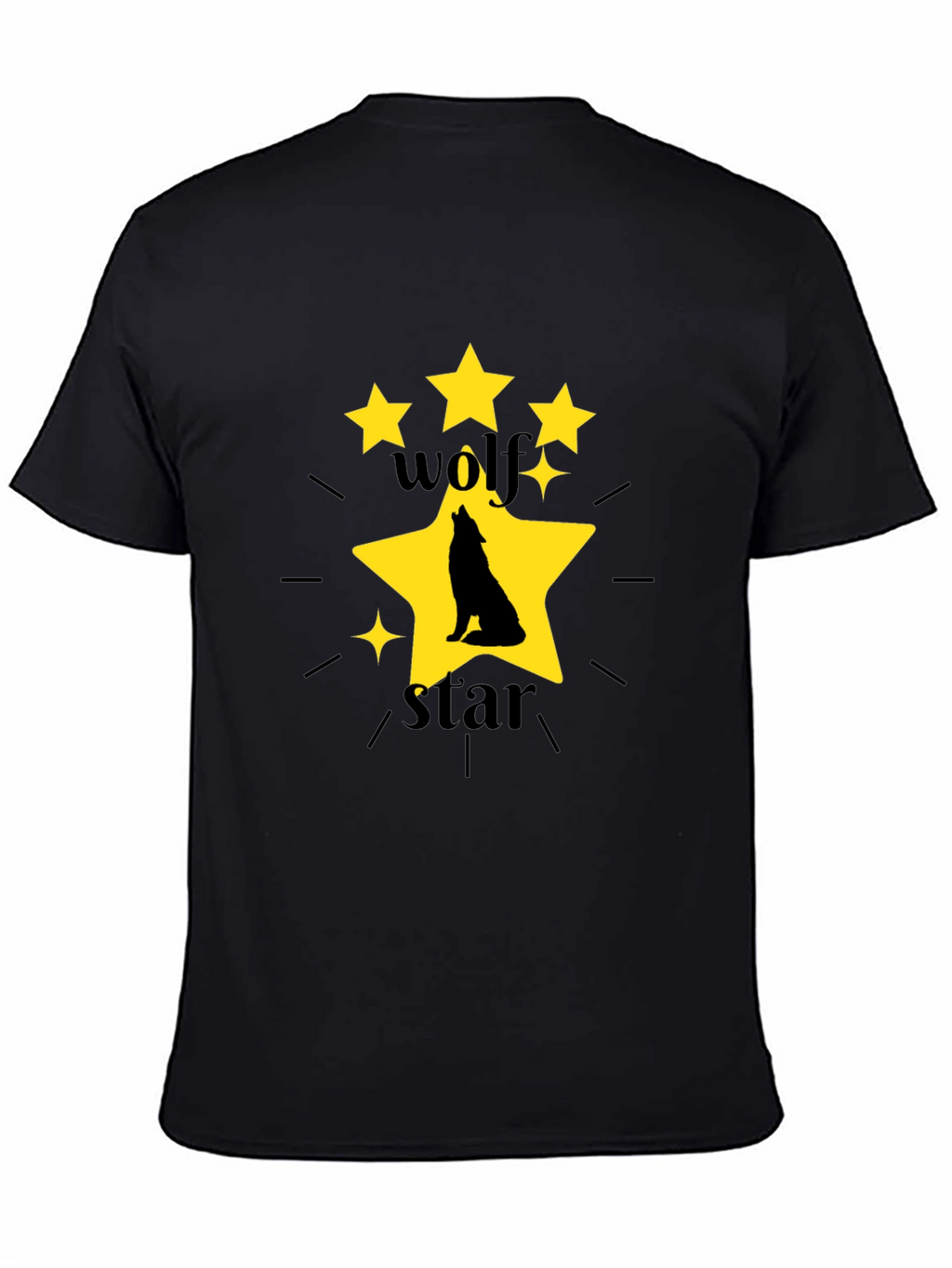 Wolf Star Graphic Print Black T-Shirt