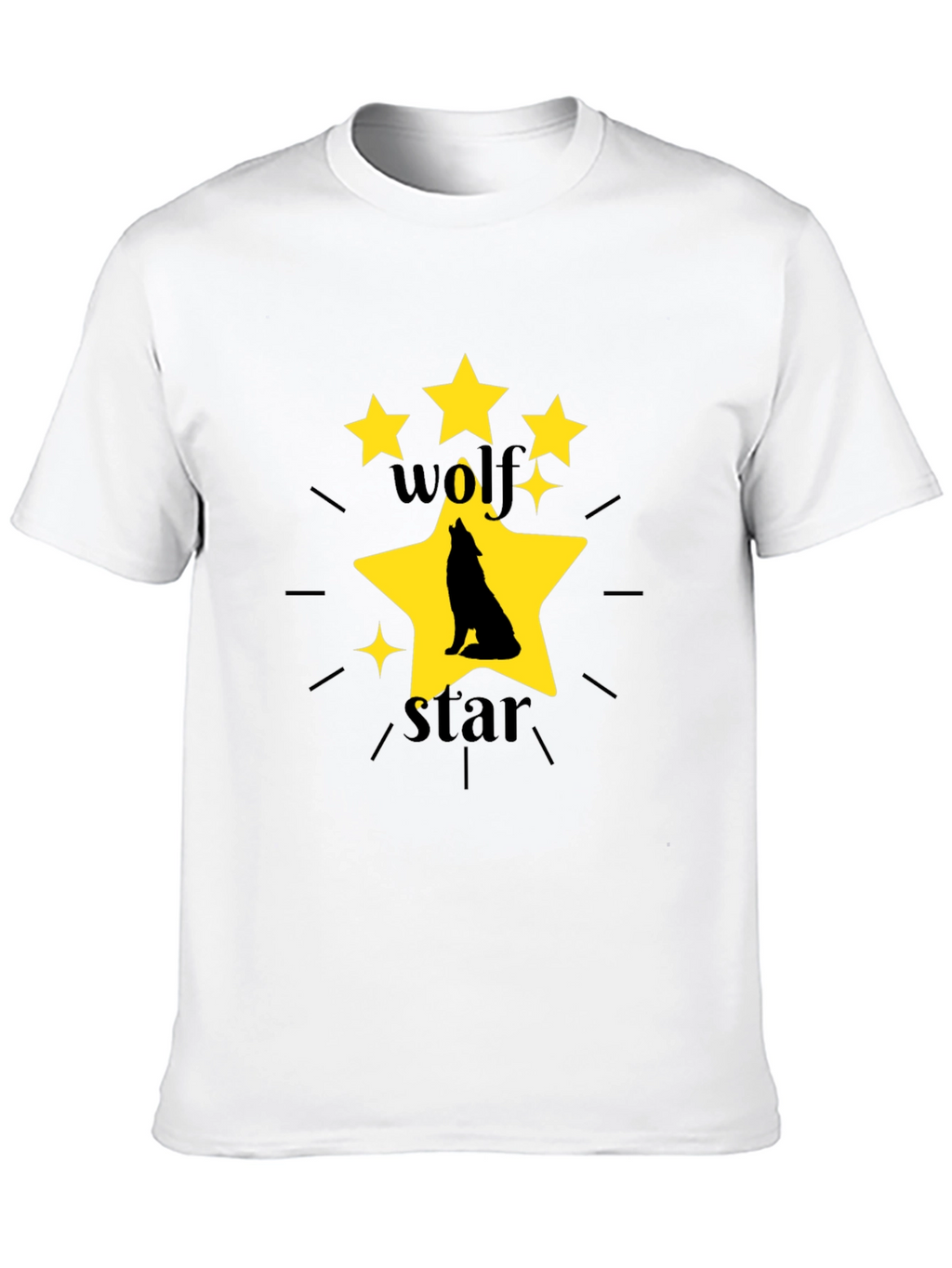 Wolf Star Graphic Print Black T-Shirt