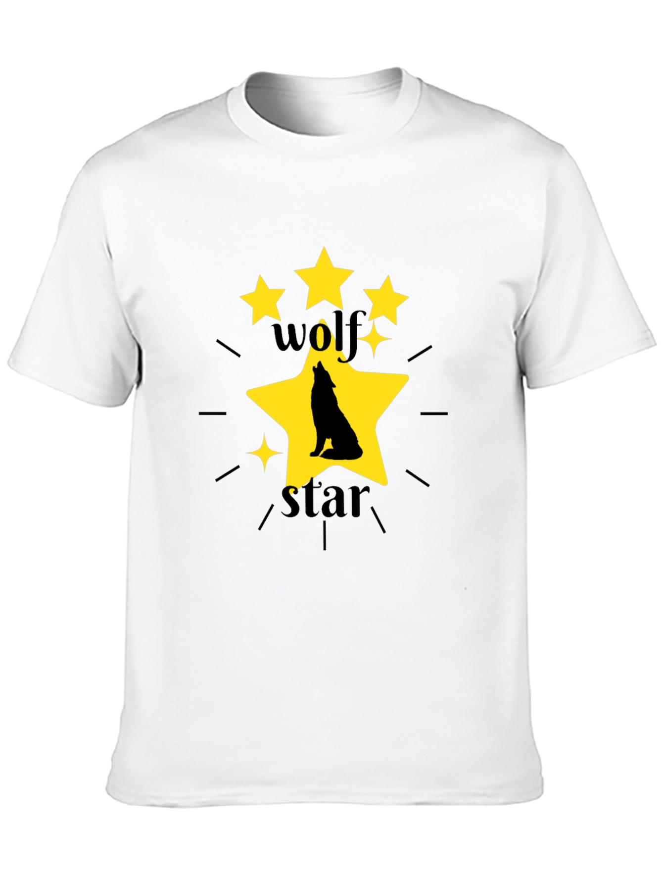 Wolf Star Graphic Print Black T-Shirt