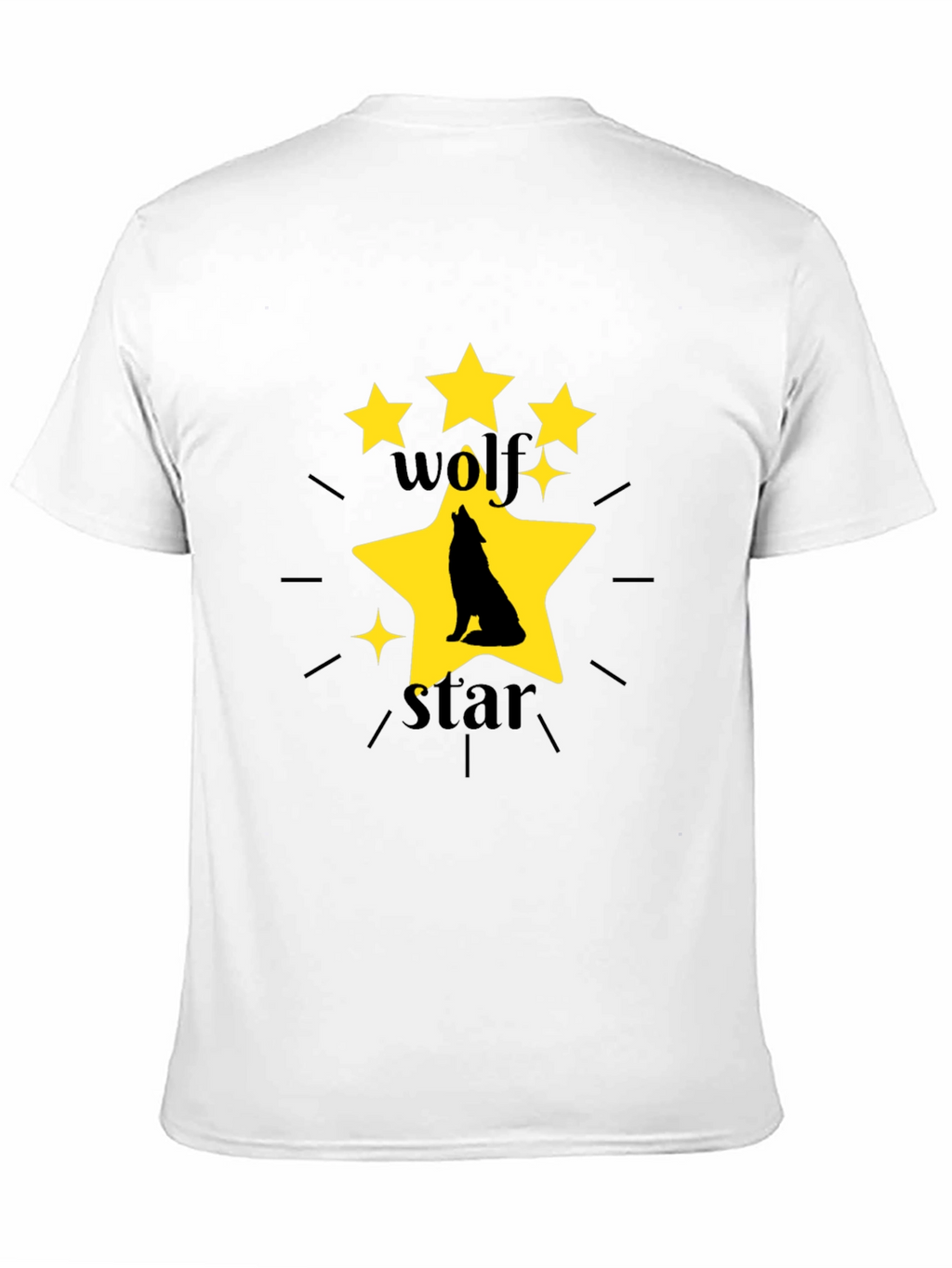 Wolf Star Graphic Print Black T-Shirt