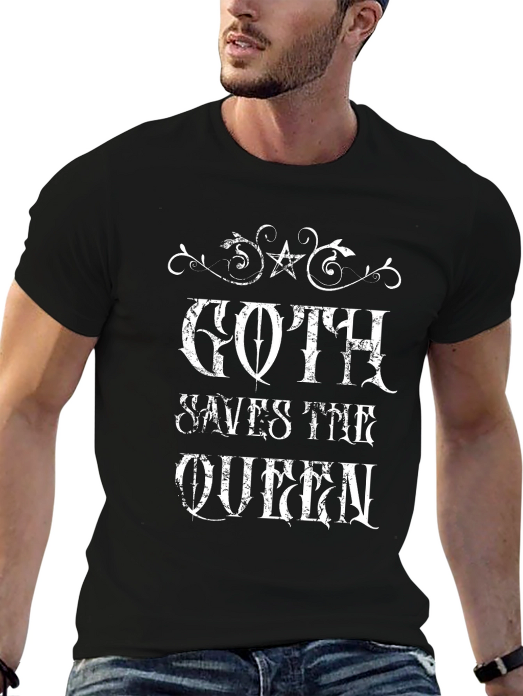 Goth Saves the Queen Black Graphic Tee
