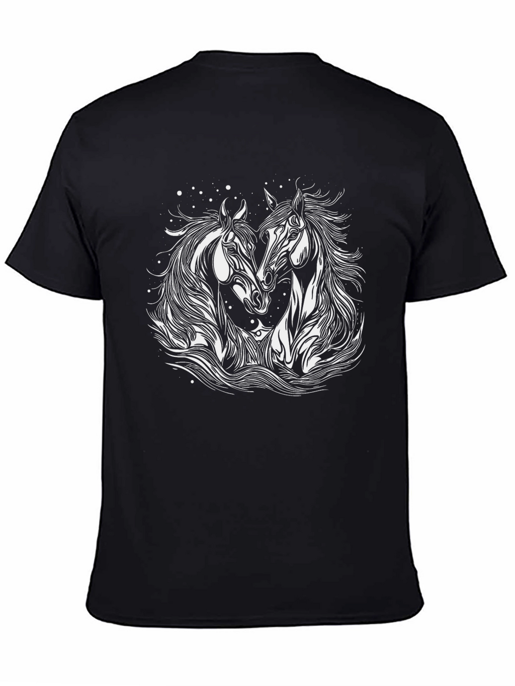 Dual Horse Graphic Black T-Shirt