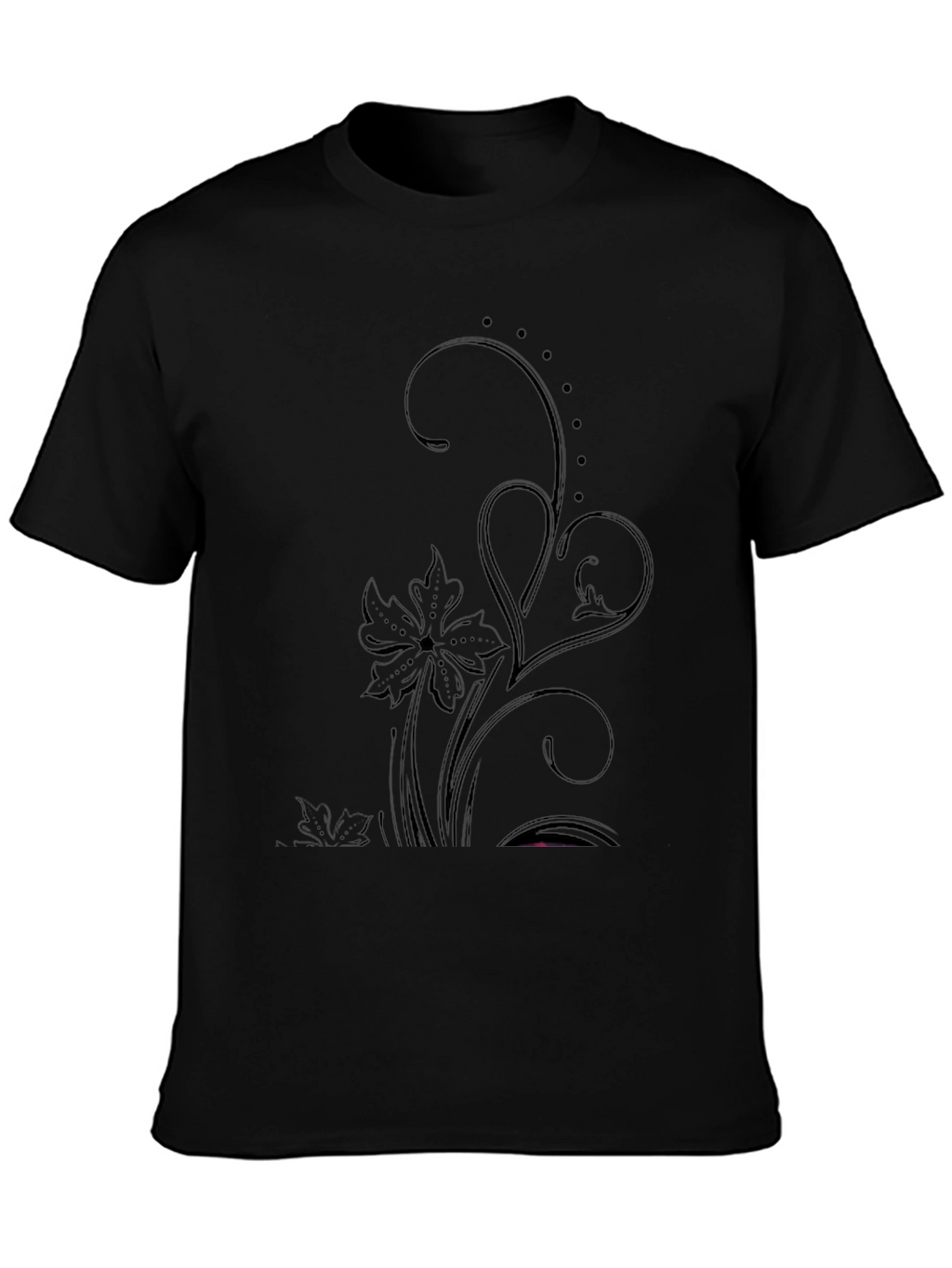 Elegant Floral Graphic Black T-Shirt