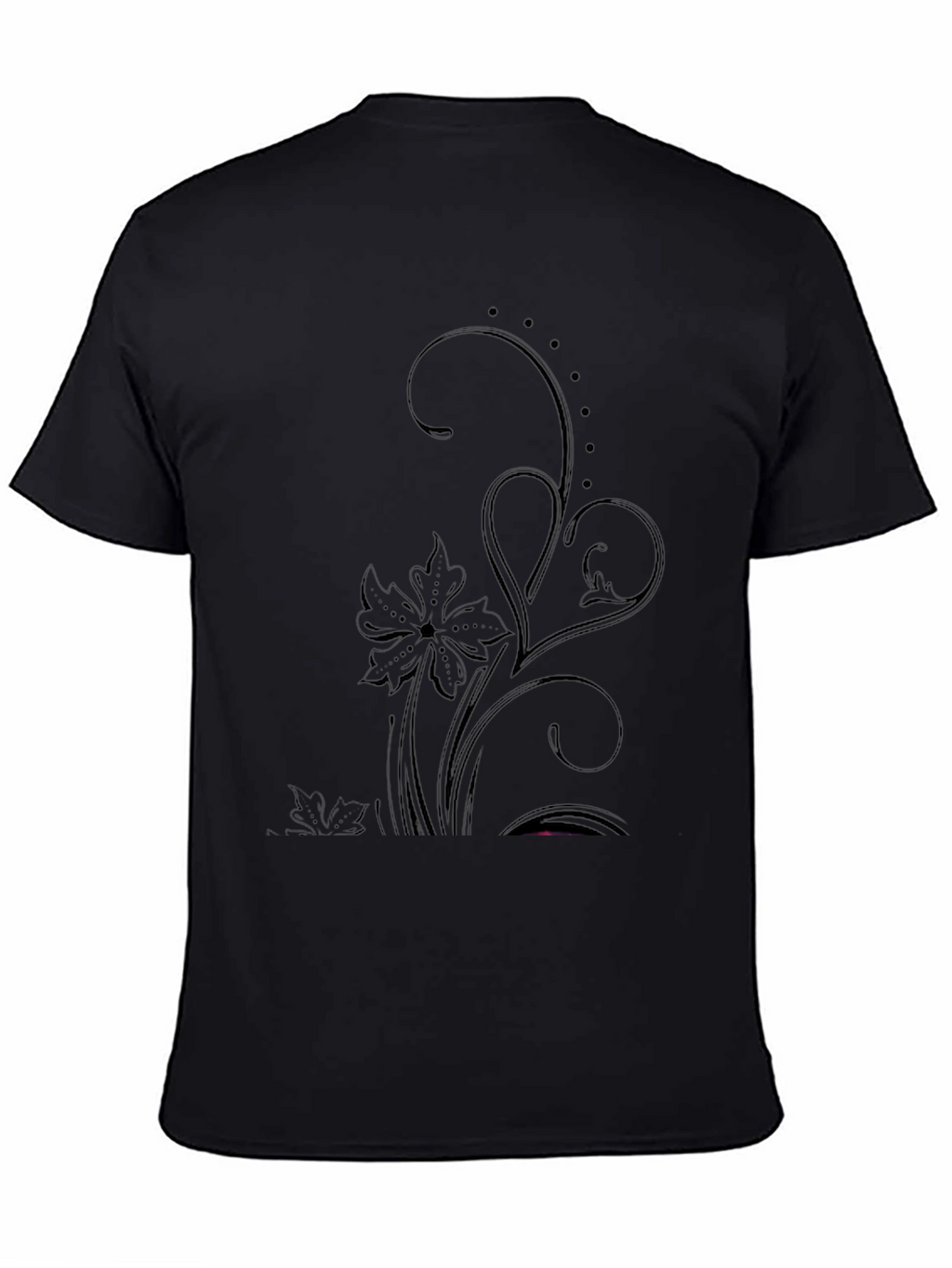 Elegant Floral Graphic Black T-Shirt