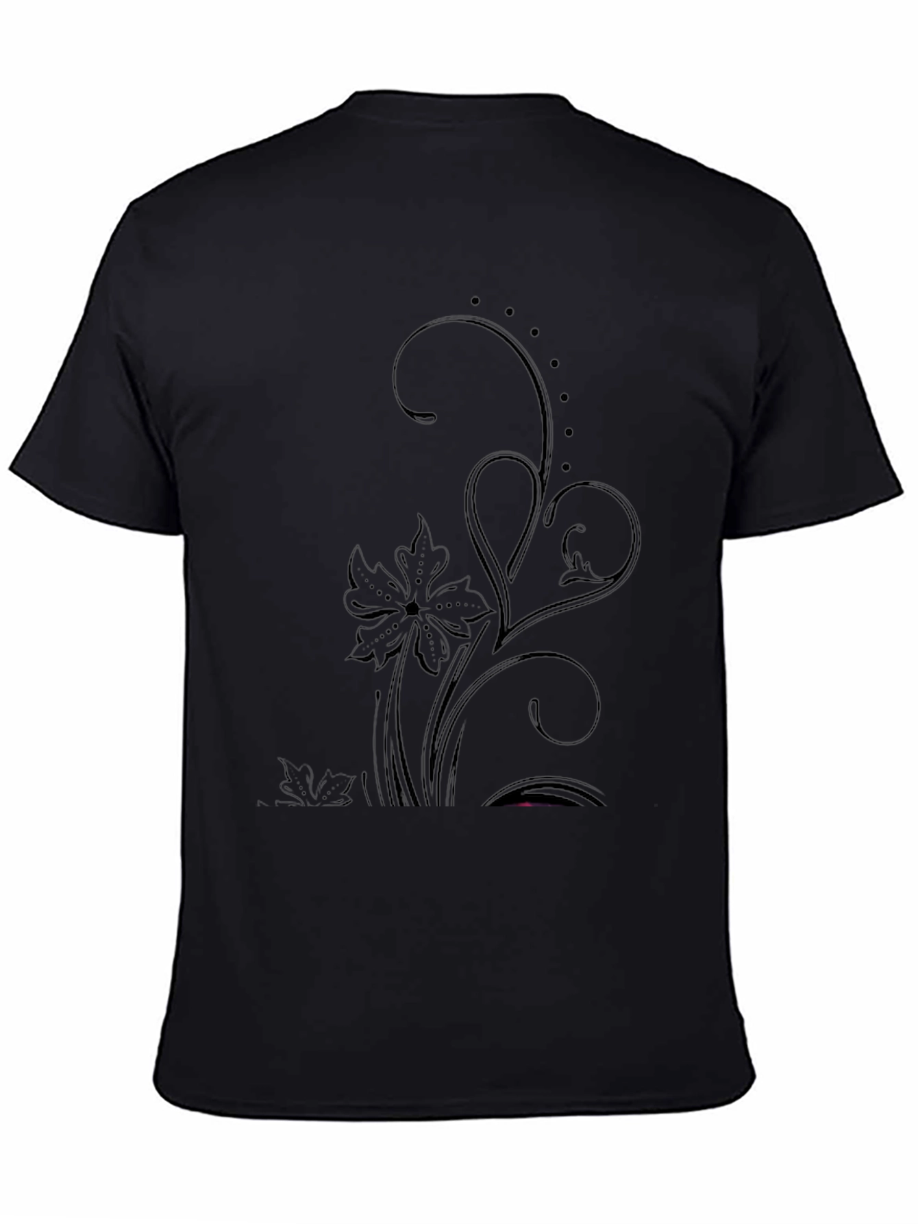 Elegant Floral Graphic Black T-Shirt