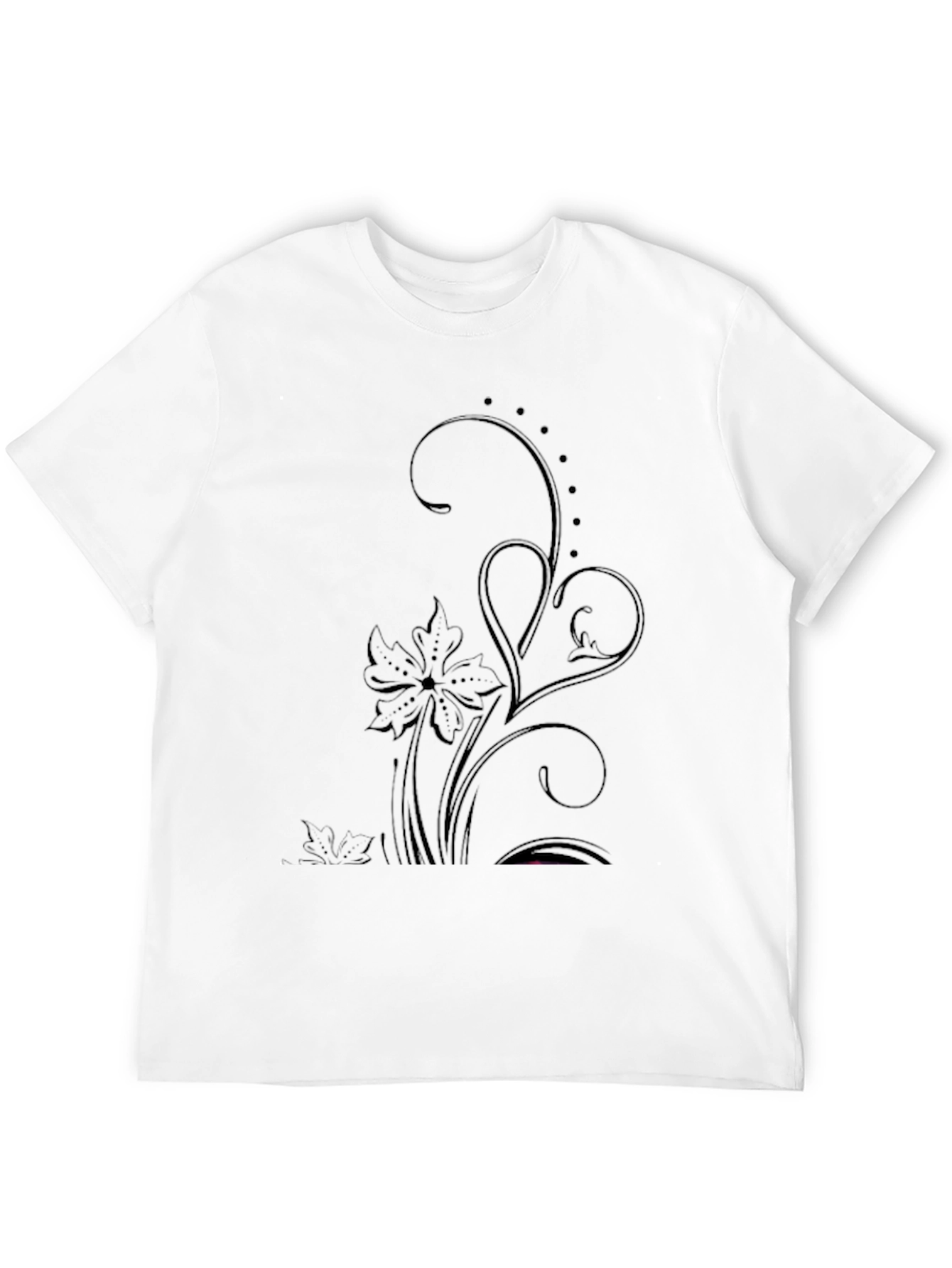 Elegant Floral Graphic Black T-Shirt