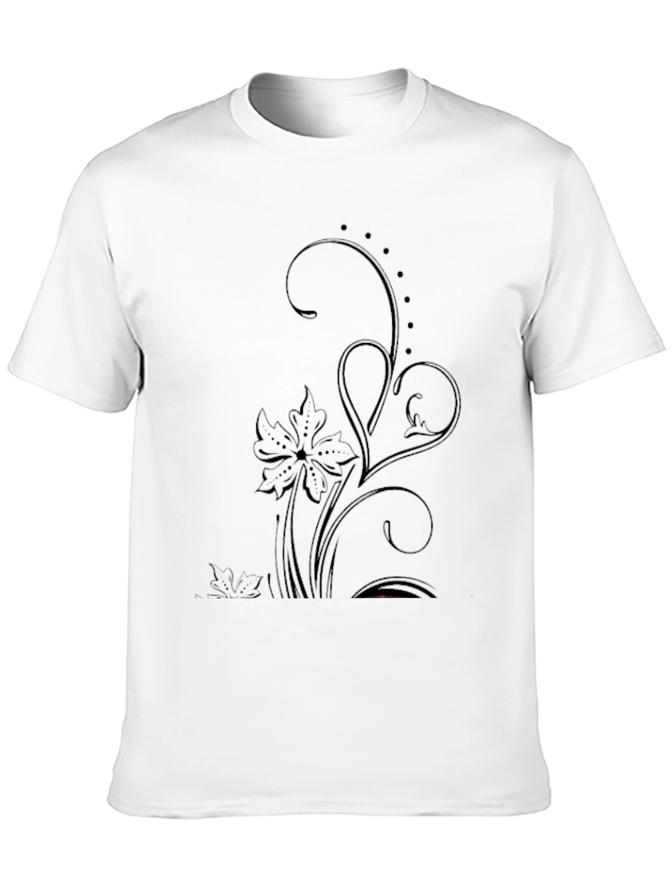 Elegant Floral Graphic Black T-Shirt