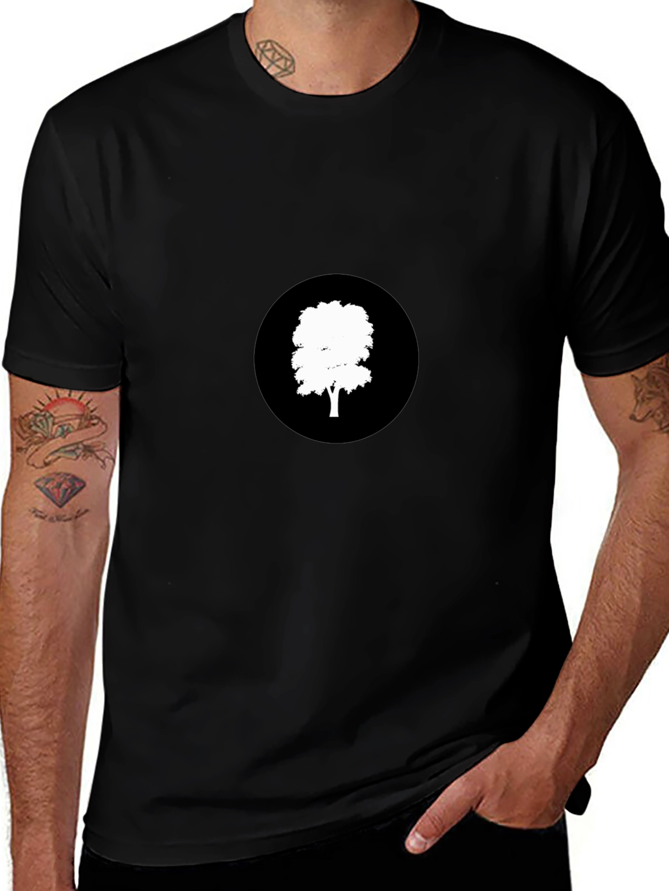 Black T-Shirt with Tree Graphic