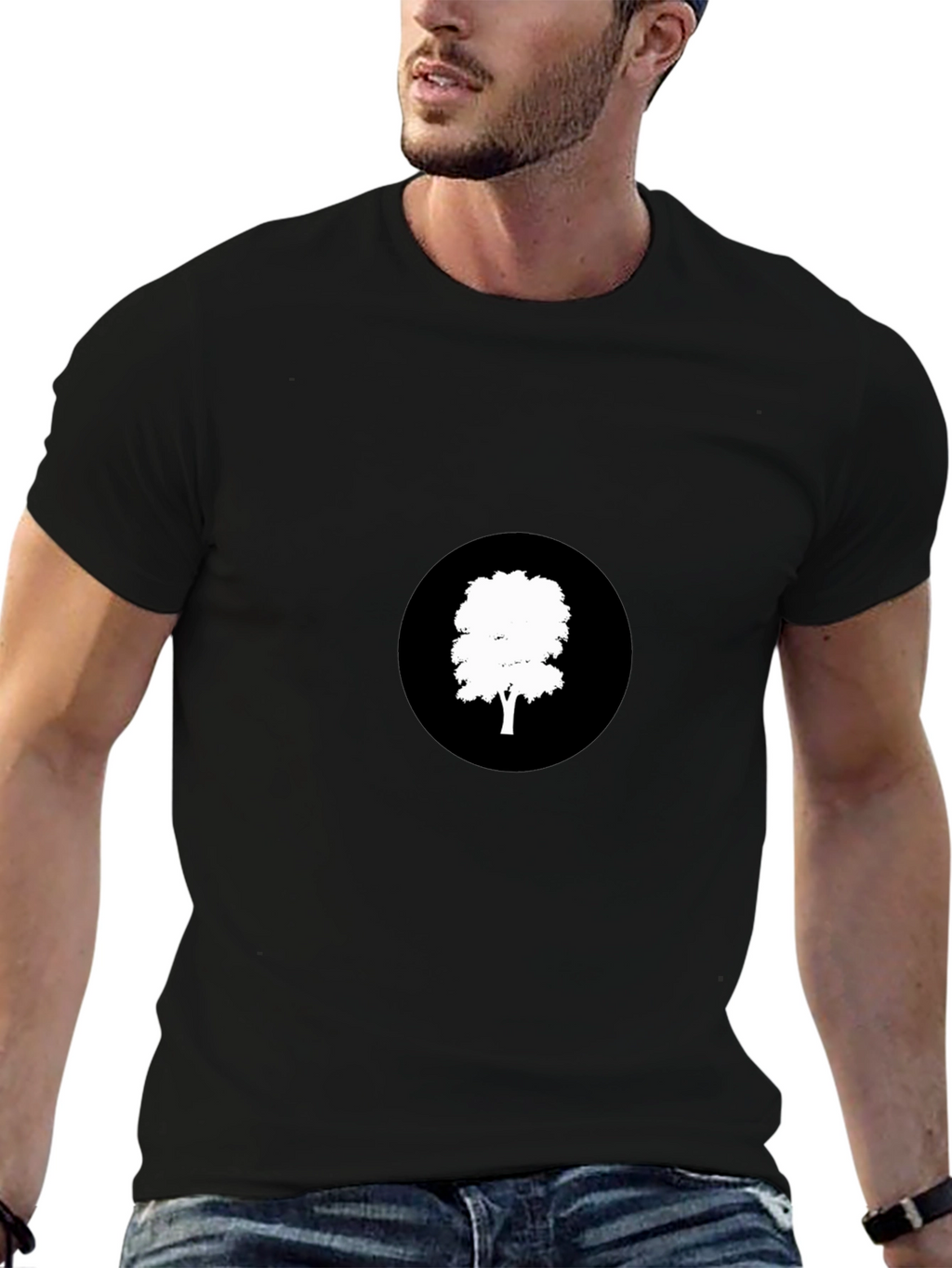 Black T-Shirt with Tree Graphic