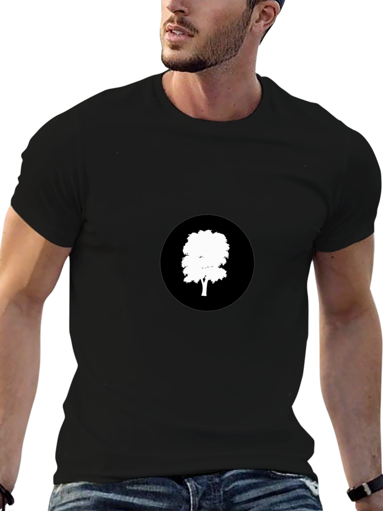 Black T-Shirt with Tree Graphic