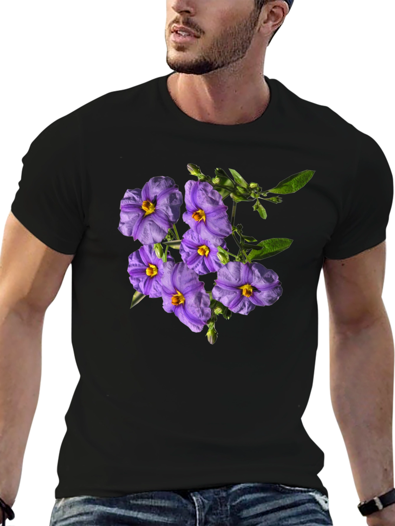 Floral Print Tee - Purple Flower Design