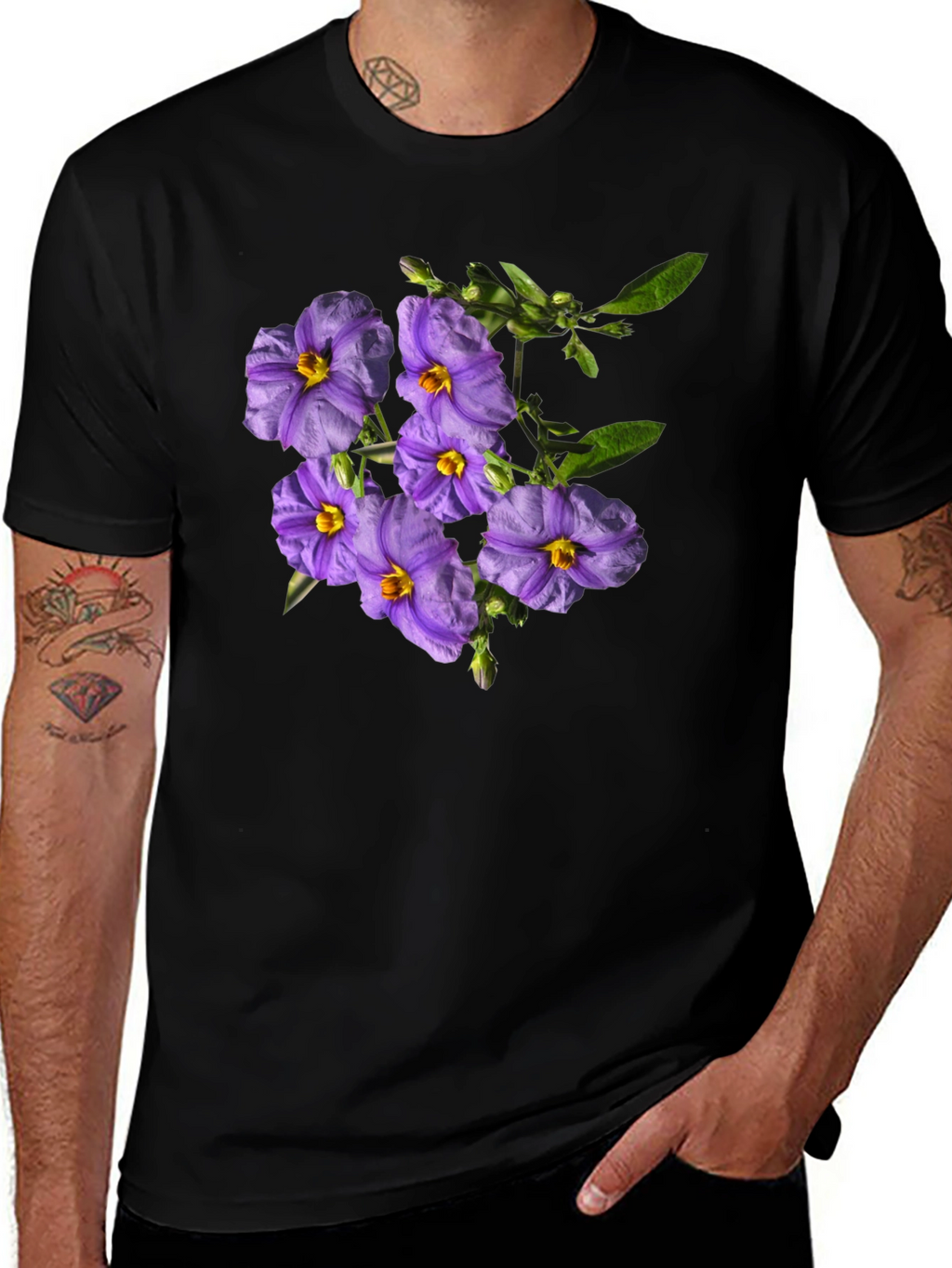 Floral Print Tee - Purple Flower Design