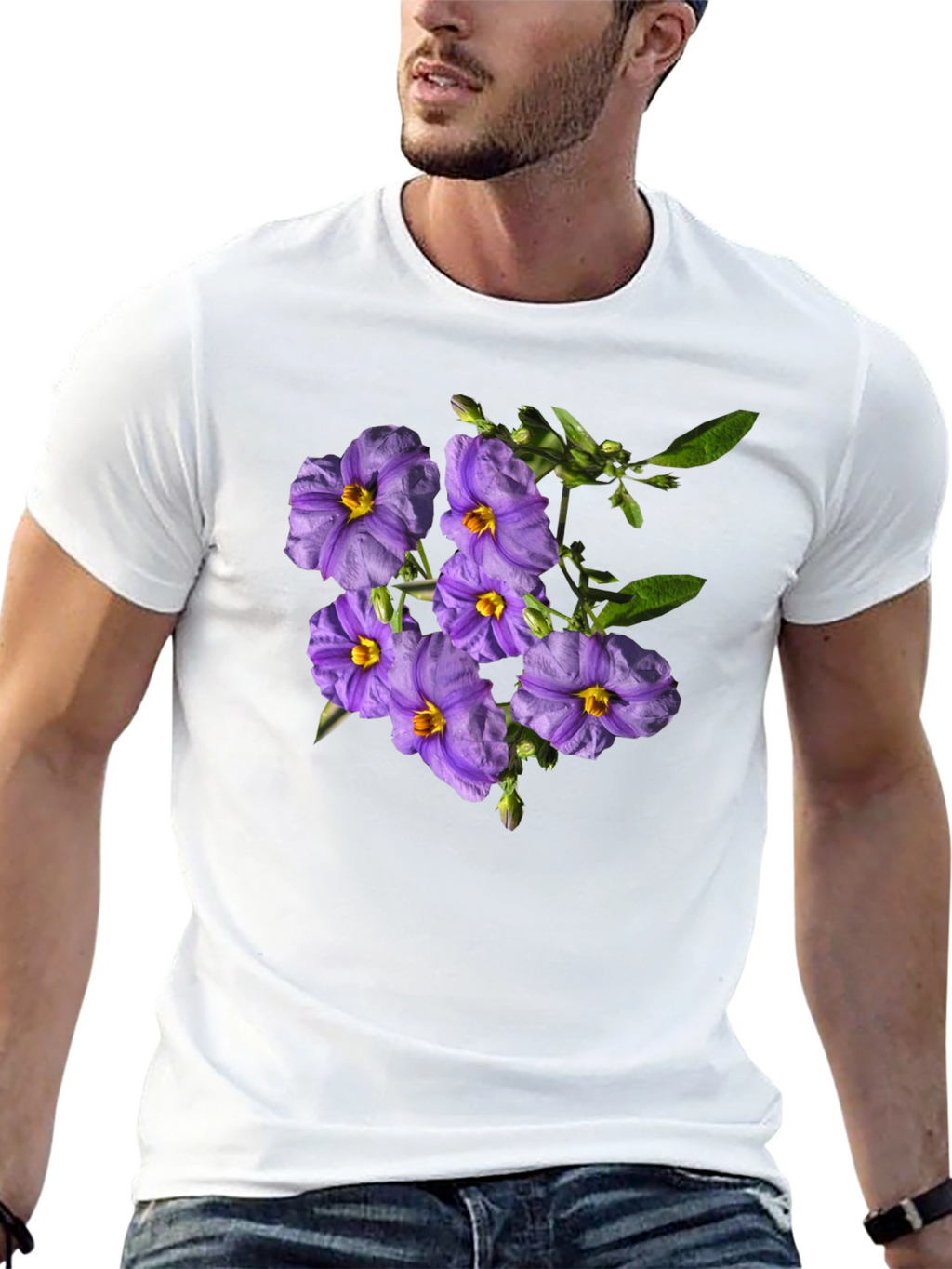 Floral Print Tee - Purple Flower Design