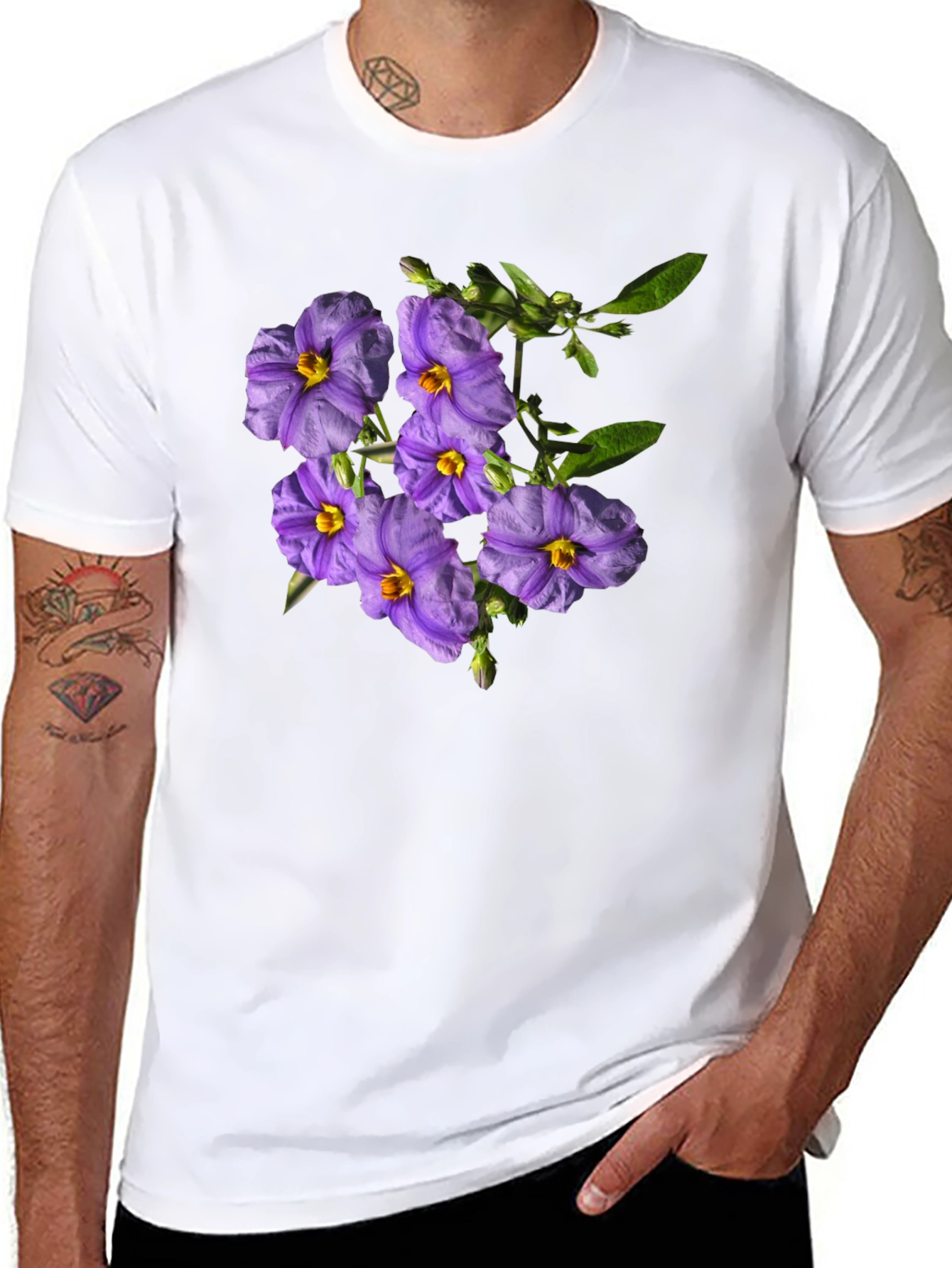 Floral Print Tee - Purple Flower Design