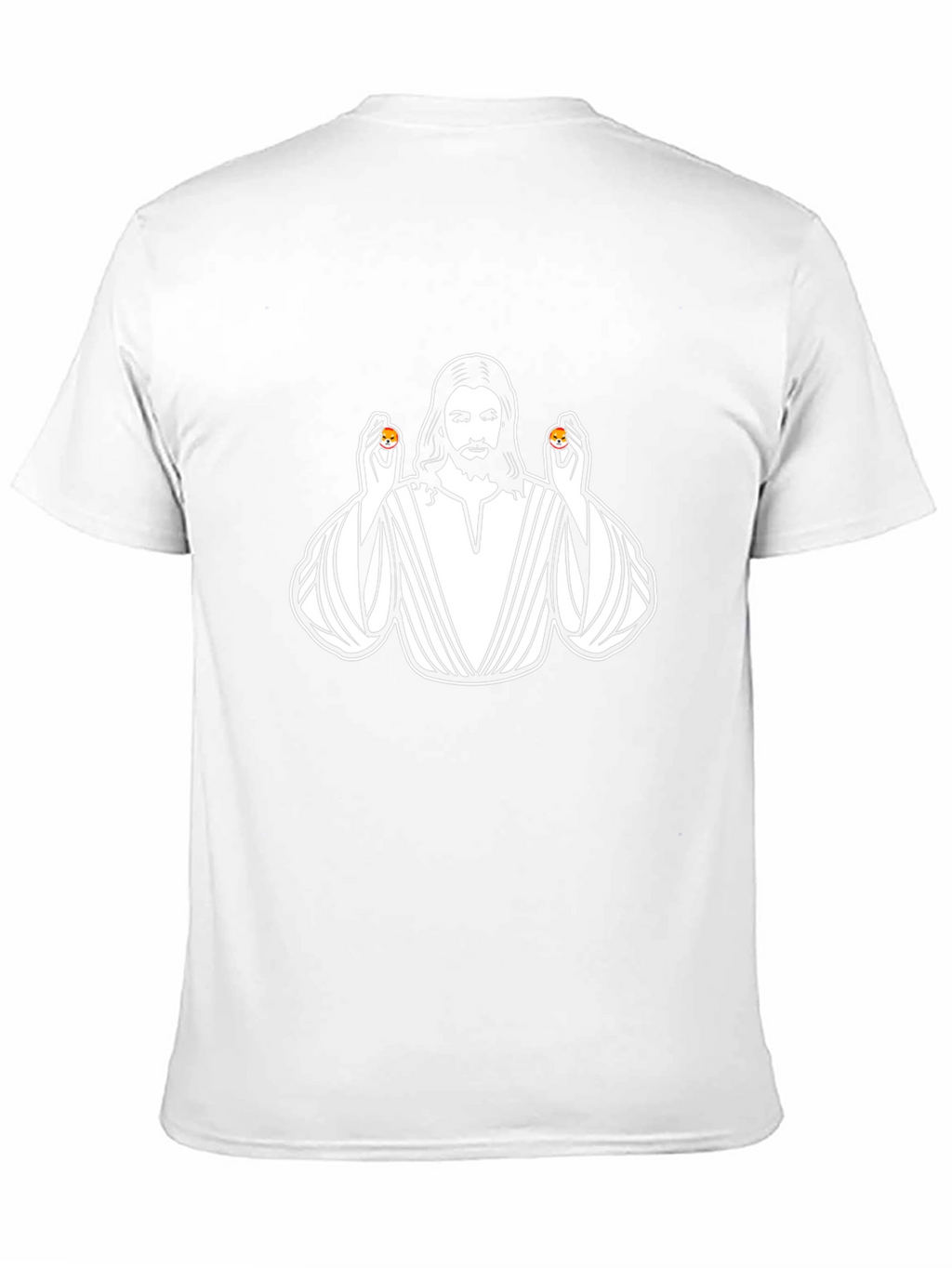 Jesus Holding Shiba Inu Coins Graphic T-Shirt