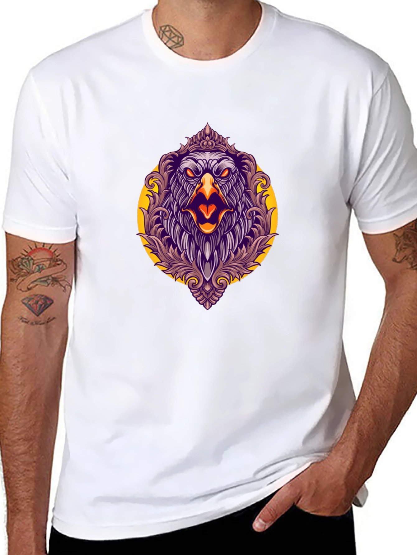 Eagle Graphic Print Black T-Shirt